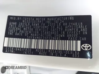 2025 Toyota Corolla LE z VIN 5YFB4MDE2SP229685, wystawiony jako IAAI lot #42083388 z przebiegiem 2 655 mil mil oraz . Historia ofert i sprzedaży dostępna na DreamBid. Obrazek 9.