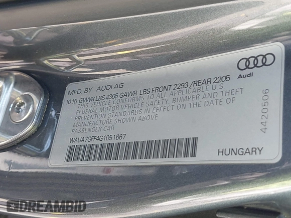 2016 Audi A3 Premium z VIN WAUA7GFF4G1051667, wystawiony jako IAAI lot #41945674 z przebiegiem 101 648 mil mil oraz . Historia ofert i sprzedaży dostępna na DreamBid. Obrazek 9.