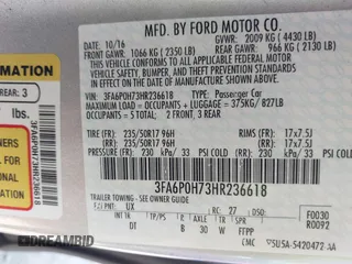 2017 Ford Fusion SE z VIN 3FA6P0H73HR236618, wystawiony jako IAAI lot #40734739 z przebiegiem 189 000 mil mil oraz . Historia ofert i sprzedaży dostępna na DreamBid. Obrazek 9.