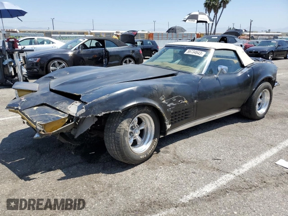 1972 Chevrolet Corvette with VIN 1Z67K2S526847, listed as a Copart auction lot 56734643 with 16,981 mi miles and Salvage title. Bid and sale history available at DreamBid. Image 1.