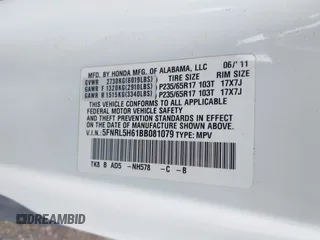 2011 Honda Odyssey EX-L с VIN 5FNRL5H61BB081079, выставлен на аукционе IAAI как лот 42393271 с пробегом 97 754 миль миль и . История ставок и продаж доступна на DreamBid. Изображение 9.