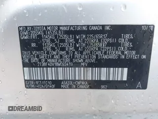 2011 Toyota RAV4 with VIN 2T3BF4DV1BW093419, listed as a IAAI auction lot 41988853 with 115,601 mi miles. Bid and sale history available at carsss.com. Image 9.