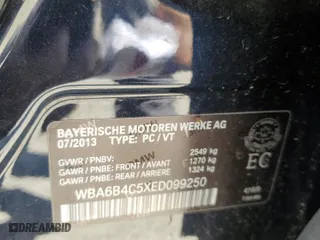 2014 BMW 6 Series 650i xDrive with VIN WBA6B4C5XED099250, listed as a Copart auction lot 52734845 with 0 mi miles and Clean Title. Bid and sale history available at carsss.com. Image 12.