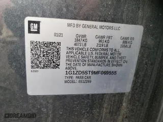 2021 Chevrolet Malibu LT with VIN 1G1ZD5ST9MF069555, listed as a Copart auction lot 46620175 with 84,499 mi miles and Salvage Title. Bid and sale history available at carsss.com. Image 12.