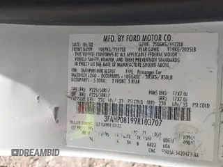 2009 Ford Fusion SEL with VIN 3FAHP08199R103707, listed as a IAAI auction lot 40882108 with 239,154 mi miles and . Bid and sale history available at carsss.com. Image 9.