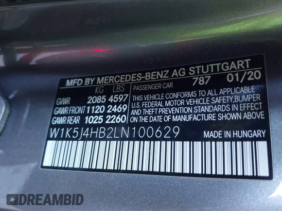2020 Mercedes-Benz CLA 250 with VIN W1K5J4HB2LN100629, listed as a IAAI auction lot 41806113 with 69,442 mi miles and . Bid and sale history available at DreamBid. Image 9.