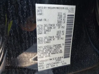 2021 Nissan Titan SV with VIN 1N6AA1EF7MN531884, listed as a IAAI auction lot 41853891 with 88,792 mi miles and . Bid and sale history available at DreamBid. Image 9.