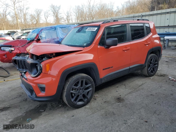 2021 Jeep Renegade Latitude with VIN ZACNJDB17MPM74475, listed as a Copart auction lot 36863534 with 20,936 mi miles. Bid and sale history available at carsss.com. Image 1.