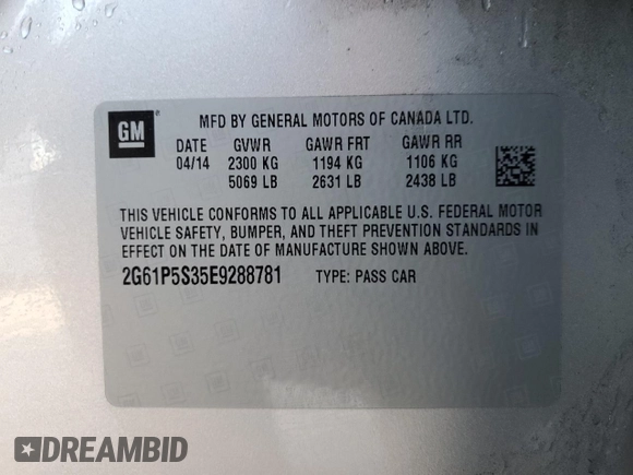 2014 Cadillac XTS Premium with VIN 2G61P5S35E9288781, listed as a Copart auction lot 41873065 with 64,936 mi miles and Salvage Title. Bid and sale history available at DreamBid. Image 12.