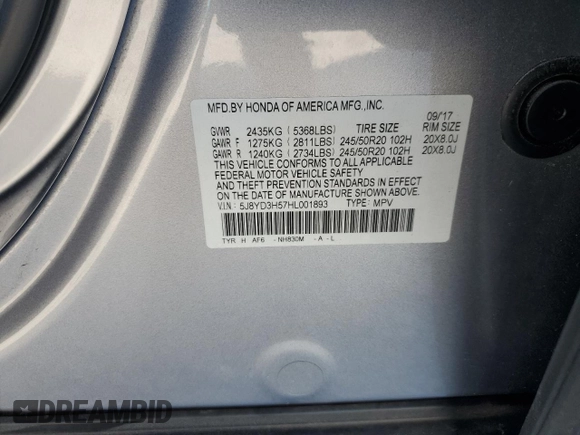 2017 Acura MDX Technology z VIN 5J8YD3H57HL001893, wystawiony jako Copart lot #53165555 z przebiegiem 90 779 mil mil oraz Szkoda całkowita • Salvage title. Historia ofert i sprzedaży dostępna na DreamBid. Obrazek 13.