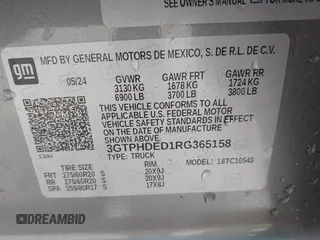 2024 GMC Sierra 1500 SLT с VIN 3GTPHDED1RG365158, выставлен на аукционе IAAI как лот 42175030 с пробегом 6 887 миль миль и . История ставок и продаж доступна на DreamBid. Изображение 9.