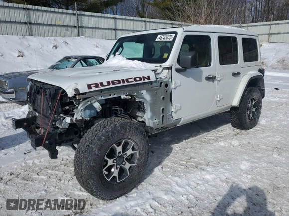 2021 Jeep Wrangler Unlimited Rubicon with VIN 1C4HJXFG9MW702608, listed as a Copart auction lot 45745475 with 51,345 mi miles and Salvage Title. Bid and sale history available at carsss.com. Image 1.