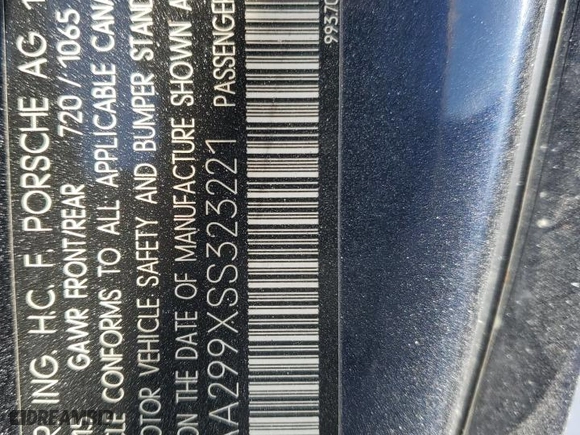 1995 Porsche 911 Carrera with VIN WP0AA299XSS323221, listed as a Copart auction lot 41735125 with 0 mi miles and Salvage Title. Bid and sale history available at carsss.com. Image 12.