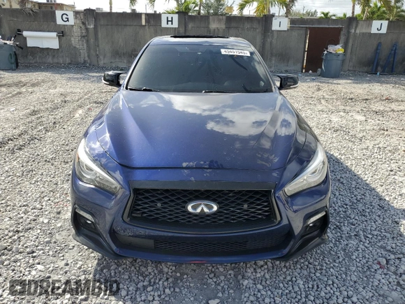 2022 Infiniti Q50 Red Sport 400 with VIN JN1FV7DP4NM370267, listed as a Copart auction lot 45451545 with 46,313 mi miles and Salvage Title. Bid and sale history available at DreamBid. Image 5.