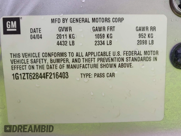 2004 Chevrolet Malibu Maxx LS with VIN 1G1ZT62844F216403, listed as a IAAI auction lot 41742666 with 78,234 mi miles. Bid and sale history available at carsss.com. Image 9.