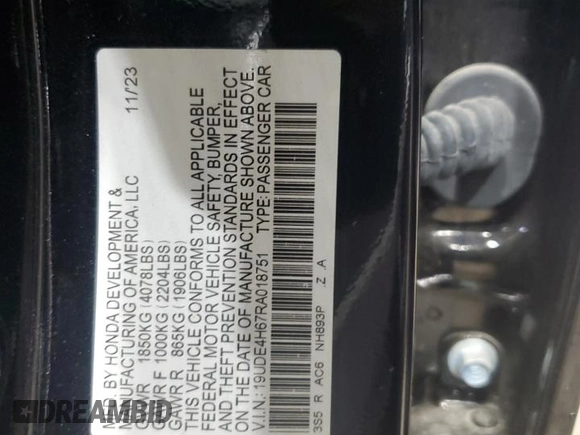 2024 Acura Integra Technology z VIN 19UDE4H67RA018751, wystawiony jako Copart lot #56177405 z przebiegiem 7 253 mil mil oraz Szkoda całkowita • Salvage title. Historia ofert i sprzedaży dostępna na DreamBid. Obrazek 13.
