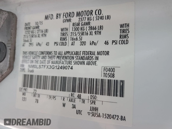 2016 Ford Transit Connect XLT с VIN NM0LS7FX3G1249074, выставлен на аукционе Copart как лот 85724654 с пробегом 143 519 миль миль и Списание • Salvage title. История ставок и продаж доступна на DreamBid. Изображение 14.