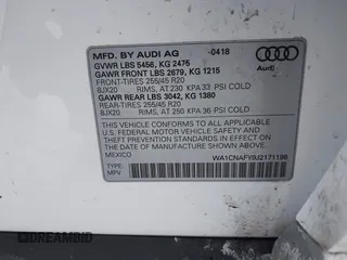 2018 Audi Q5 Prestige with VIN WA1CNAFY9J2171198, listed as a IAAI auction lot 41640282 with 37,208 mi miles. Bid and sale history available at carsss.com. Image 9.