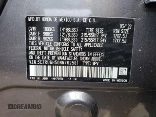2022 Honda HR-V EX with VIN 3CZRU6H50NM762581, listed as a Copart auction lot 51292365 with 57,419 mi miles and Non Repairable. Bid and sale history available at carsss.com. Image 14.