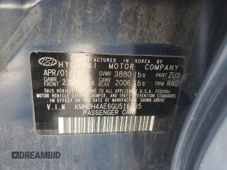 2016 Hyundai Elantra SE with VIN KMHDH4AE6GU516535, listed as a Copart auction lot 56665975 with 111,846 mi miles and Salvage title. Bid and sale history available at DreamBid. Image 12.