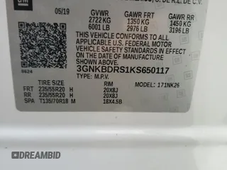 2019 Chevrolet Blazer с VIN 3GNKBDRS1KS650117, выставлен на аукционе Copart как лот 63847565 с пробегом 64 642 миль миль и Списание • Salvage title. История ставок и продаж доступна на DreamBid. Изображение 13.