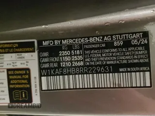 2024 Mercedes-Benz C 43 AMG with VIN W1KAF8HB8RR229631, listed as a Copart auction lot 81624764 with Not provided miles and Salvage title. Bid and sale history available at DreamBid. Image 12.