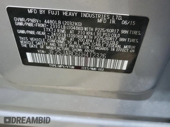 2016 Subaru Forester 2.5i с VIN JF2SJABC6GH412326, выставлен на аукционе Copart как лот 60645265 с пробегом 185 800 миль миль и Списание • Salvage title. История ставок и продаж доступна на DreamBid. Изображение 13.