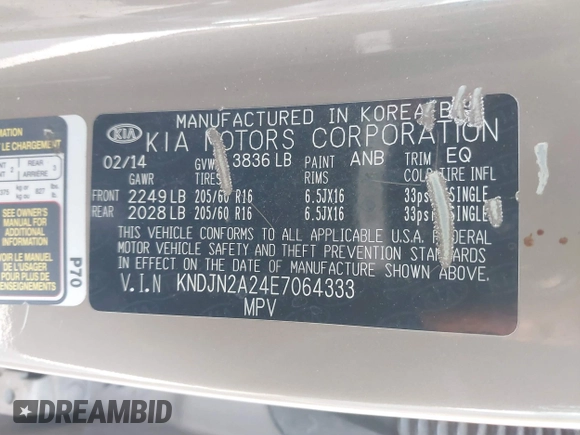 2014 Kia Soul with VIN KNDJN2A24E7064333, listed as a IAAI auction lot 40606019 with 1 mi miles. Bid and sale history available at carsss.com. Image 9.