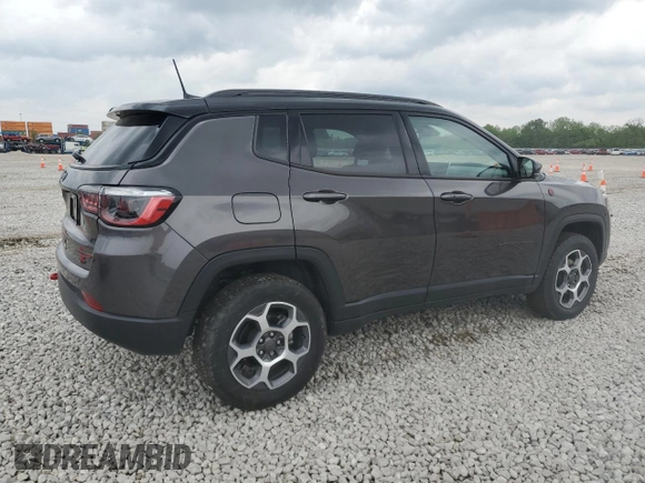 2022 Jeep Compass Trailhawk with VIN 3C4NJDDB9NT233908, listed as a Copart auction lot 56428125 with 16,570 mi miles and Salvage title. Bid and sale history available at DreamBid. Image 3.