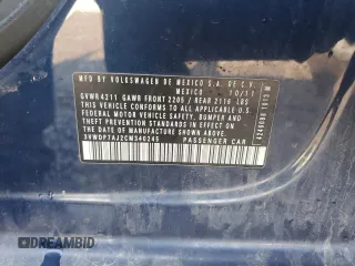 2012 Volkswagen Jetta SE z VIN 3VWDP7AJ2CM340245, wystawiony jako Copart lot #59844935 z przebiegiem 199 762 mil mil oraz Szkoda całkowita • Salvage title. Historia ofert i sprzedaży dostępna na DreamBid. Obrazek 12.