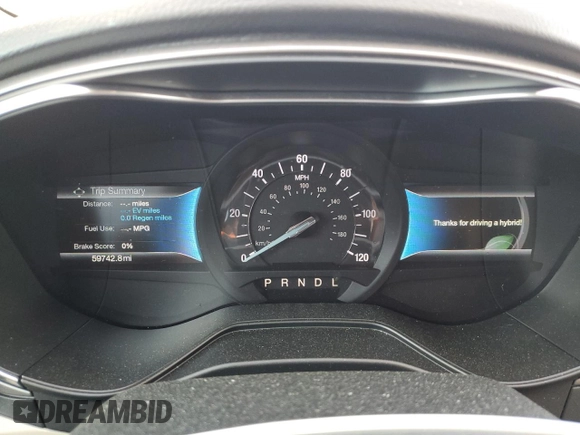2020 Ford Fusion Hybrid SE with VIN 3FA6P0LUXLR184992, listed as a Copart auction lot 52674565 with 59,742 mi miles and Salvage Title. Bid and sale history available at carsss.com. Image 9.