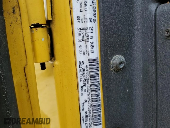 2000 Jeep Wrangler Sport with VIN 1J4FA49SXYP789791, listed as a Copart auction lot 60538875 with Not provided miles and Salvage title. Bid and sale history available at DreamBid. Image 13.