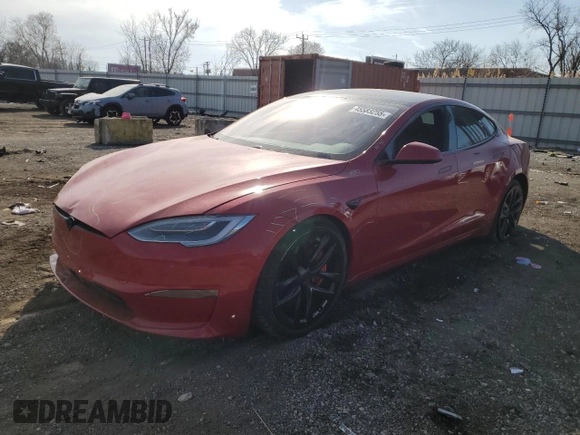 2021 Tesla Model S Plaid with VIN 5YJSA1E66MF435931, listed as a Copart auction lot 45583255 with 41,925 mi miles and Salvage Title. Bid and sale history available at carsss.com. Image 1.