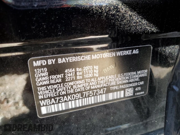 2020 BMW 2 Series 228i xDrive with VIN WBA73AK09L7F57347, listed as a Copart auction lot 47777333 with 21,236 mi miles. Bid and sale history available at carsss.com. Image 12.
