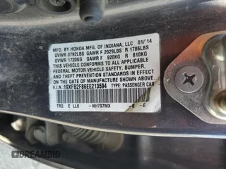 2014 Honda Civic Sedan EX with VIN 19XFB2F86EE213594, listed as a Copart auction lot 53097565 with 145,219 mi miles and Salvage Title. Bid and sale history available at carsss.com. Image 12.