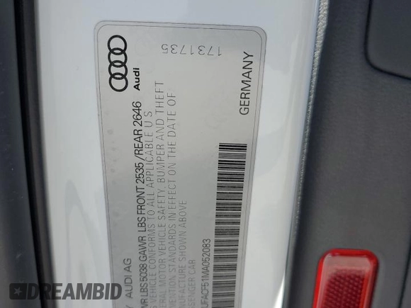 2021 Audi A5 Sportback S line Premium Plus with VIN WAUFACF51MA052083, listed as a Copart auction lot 48100144 with 41,985 mi miles. Bid and sale history available at carsss.com. Image 12.