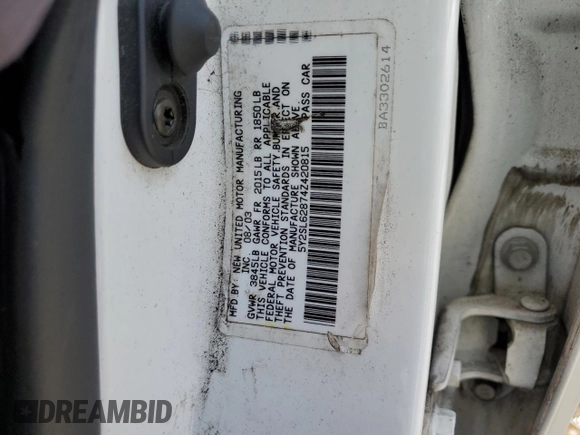 2004 Pontiac Vibe with VIN 5Y2SL62874Z420815, listed as a Copart auction lot 58753465 with 162,786 mi miles and Salvage title. Bid and sale history available at DreamBid. Image 13.