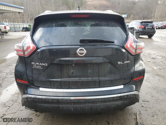 2017 Nissan Murano SL with VIN 5N1AZ2MH4HN101994, listed as a Copart auction lot 46793185 with 107,360 mi miles and Salvage Title. Bid and sale history available at carsss.com. Image 6.