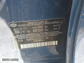 2016 Hyundai Elantra GL with VIN 5NPDH4AE0GH717281, listed as a IAAI auction lot 41773959 with 129,250 mi miles. Bid and sale history available at carsss.com. Image 9.