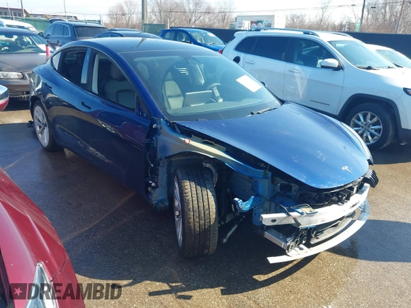 2021 Tesla Model 3 Long Range with VIN 5YJ3E1EB6MF990089, listed as a IAAI auction lot 41607316 with 25,223 mi miles and . Bid and sale history available at DreamBid. Image 1.
