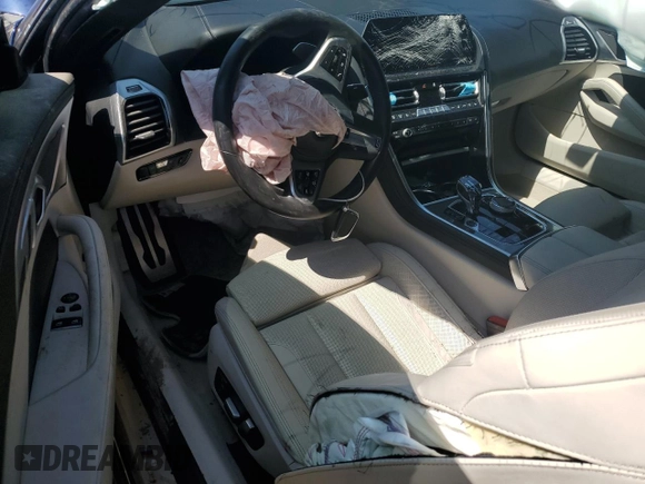 2020 BMW 8 Series 840i with VIN WBAAE2C02LCE41189, listed as a Copart auction lot 37305074 with 0 mi miles and Salvage Title. Bid and sale history available at carsss.com. Image 8.