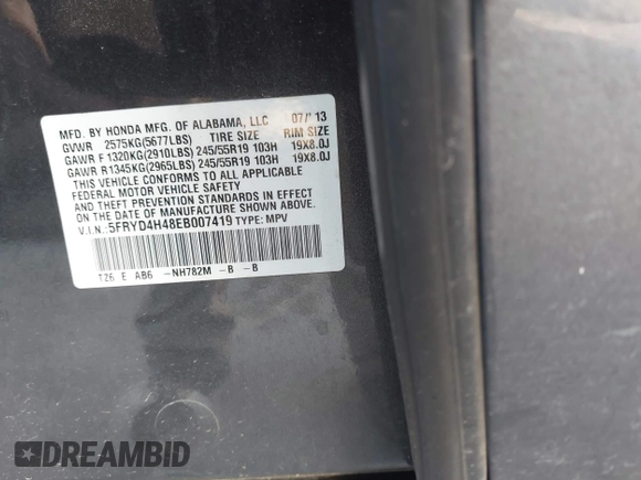 2014 Acura MDX Tech Pkg with VIN 5FRYD4H48EB007419, listed as a IAAI auction lot 42014202 with 1 mi miles. Bid and sale history available at carsss.com. Image 9.
