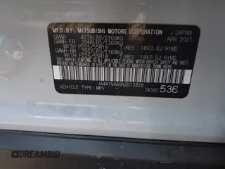 2022 Mitsubishi Eclipse Cross LE с VIN JA4ATVAA0NZ013828, выставлен на аукционе IAAI как лот 41521370 с пробегом 56 350 миль миль и . История ставок и продаж доступна на DreamBid. Изображение 9.
