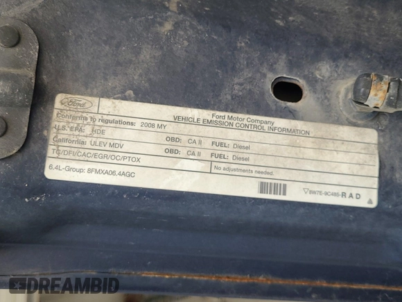 2008 Ford F-250 XL с VIN 1FTSX21R78EB73980, выставлен на аукционе IAAI как лот 42564791 с пробегом 168 150 миль миль и . История ставок и продаж доступна на DreamBid. Изображение 33.