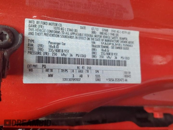 2014 Ford Focus ST with VIN 1FADP3L91EL105683, listed as a Copart auction lot 55444145 with 128,586 mi miles and Clean Title. Bid and sale history available at carsss.com. Image 12.
