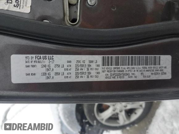 2017 Dodge Journey Crossroad Plus with VIN 3C4PDDGG5HT603943, listed as a Copart auction lot 44419695 with 152,119 mi miles and Salvage title. Bid and sale history available at DreamBid. Image 14.