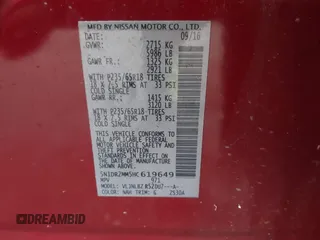 2017 Nissan Pathfinder SV z VIN 5N1DR2MM5HC619649, wystawiony jako IAAI lot #41476033 z przebiegiem 94 785 mil mil oraz . Historia ofert i sprzedaży dostępna na DreamBid. Obrazek 9.