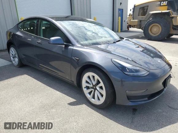 2022 Tesla Model 3 Long Range with VIN 5YJ3E1EB4NF289326, listed as a Copart auction lot 55457975 with 52,249 mi miles and Clean Title. Bid and sale history available at DreamBid. Image 4.