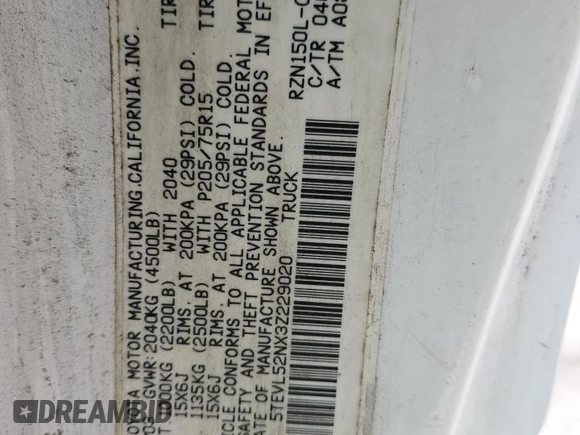 2003 Toyota Tacoma z VIN 5TEVL52NX3Z229020, wystawiony jako Copart lot #59898675 z przebiegiem 83 603 mil mil oraz Szkoda całkowita • Salvage title. Historia ofert i sprzedaży dostępna na DreamBid. Obrazek 12.