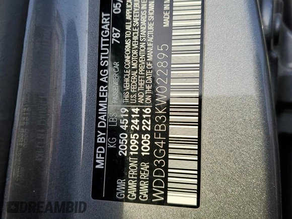 2019 Mercedes-Benz A 220 with VIN WDD3G4FB3KW022895, listed as a Copart auction lot 48662115 with 65,990 mi miles and Clean Title. Bid and sale history available at DreamBid. Image 15.